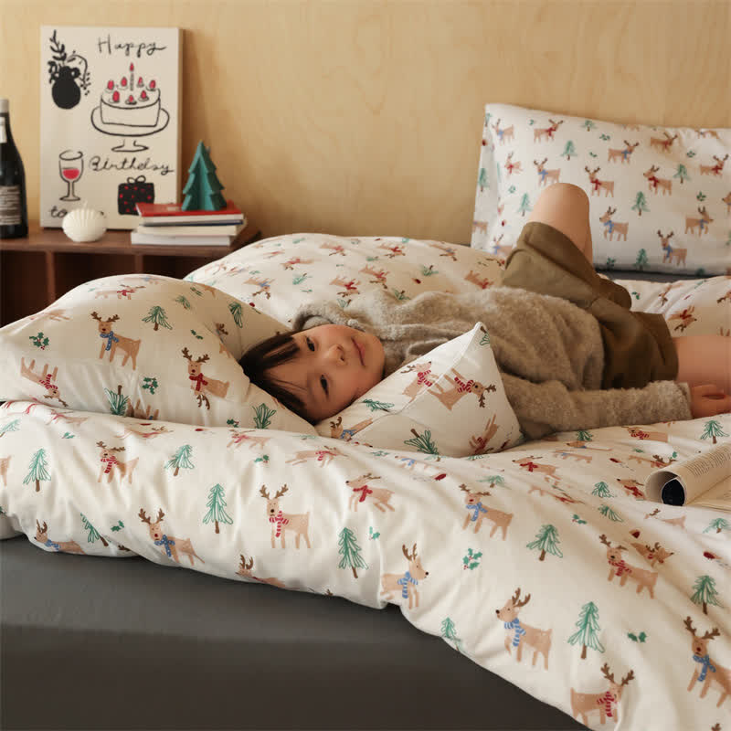 Christmas Tree Elk Cotton Bedding Set(4PCS) - image 1