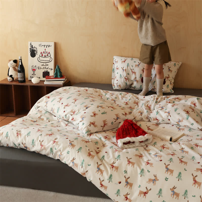 Christmas Tree Elk Cotton Bedding Set(4PCS) - image 4