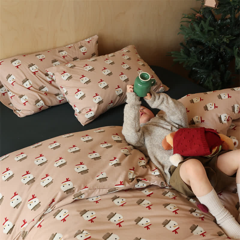Christmas Snowman Cotton Bedding Set(4PCS) - image 2