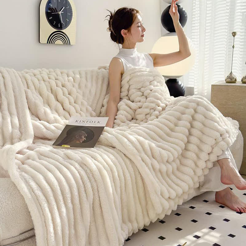 Reversible Warm Fleece Throw Blanket - image 3