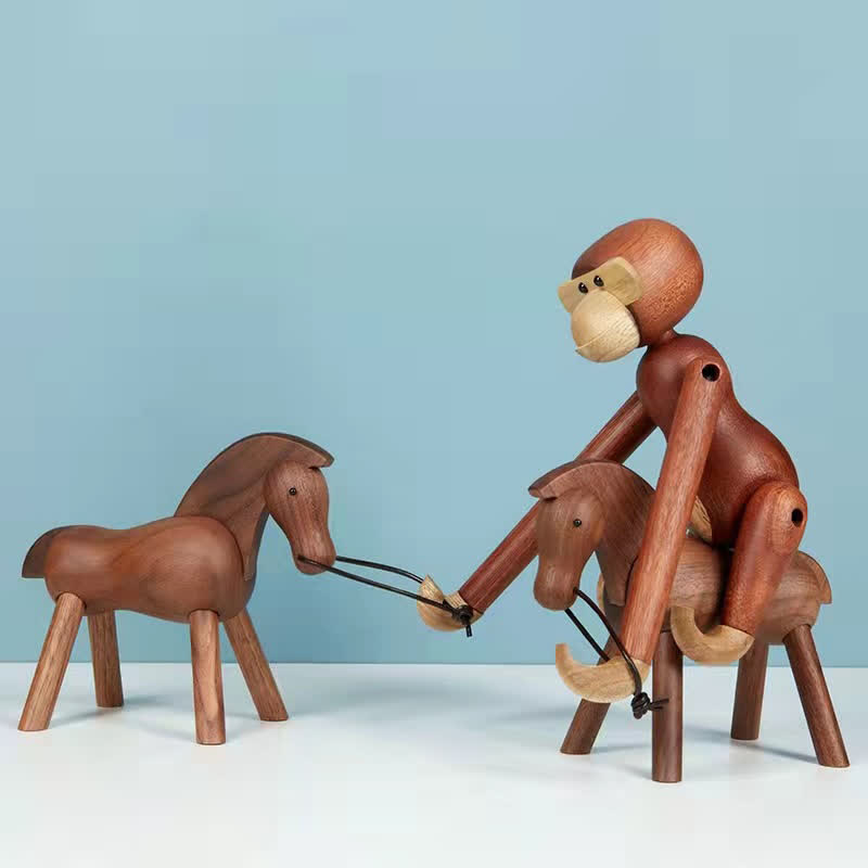 Solid Wood Creative Puppet Horse Ornament - image 1