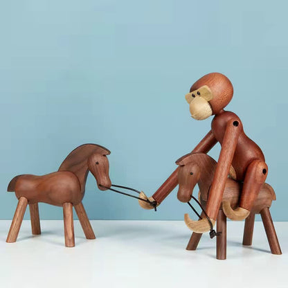 Solid Wood Creative Puppet Horse Ornament - image 1