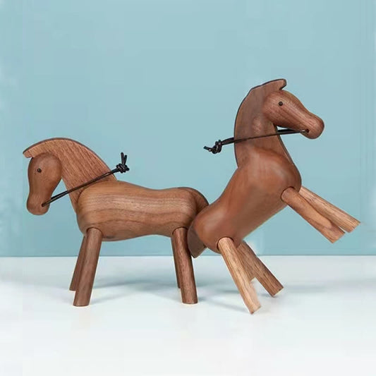Solid Wood Creative Puppet Horse Ornament - Black Walnut - image 0
