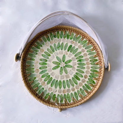 Rattan Colorful Shell Mesh Fruit Basket -  C - Woven Rattan - 11.81" W x 11.81" L x 9.06"H - image 3