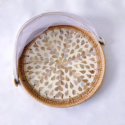 Rattan Colorful Shell Mesh Fruit Basket -  A - Woven Rattan - 11.81" W x 11.81" L x 9.06"H - image 2