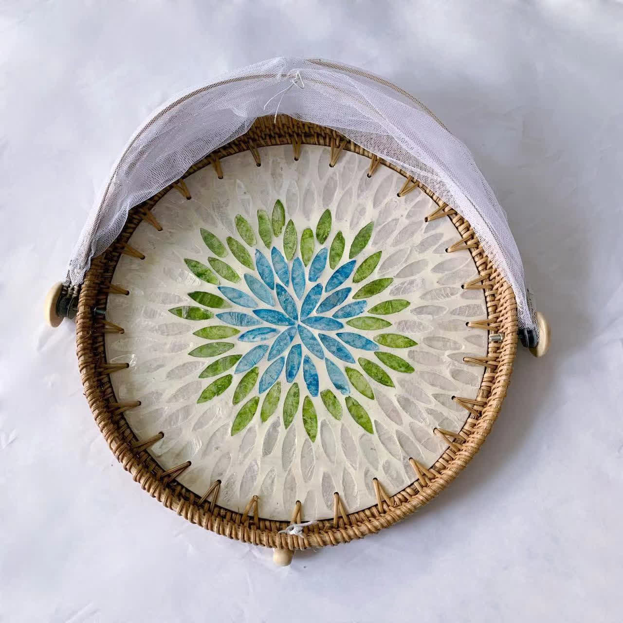 Rattan Colorful Shell Mesh Fruit Basket - D - Woven Rattan - 11.81" W x 11.81" L x 9.06"H - image 4