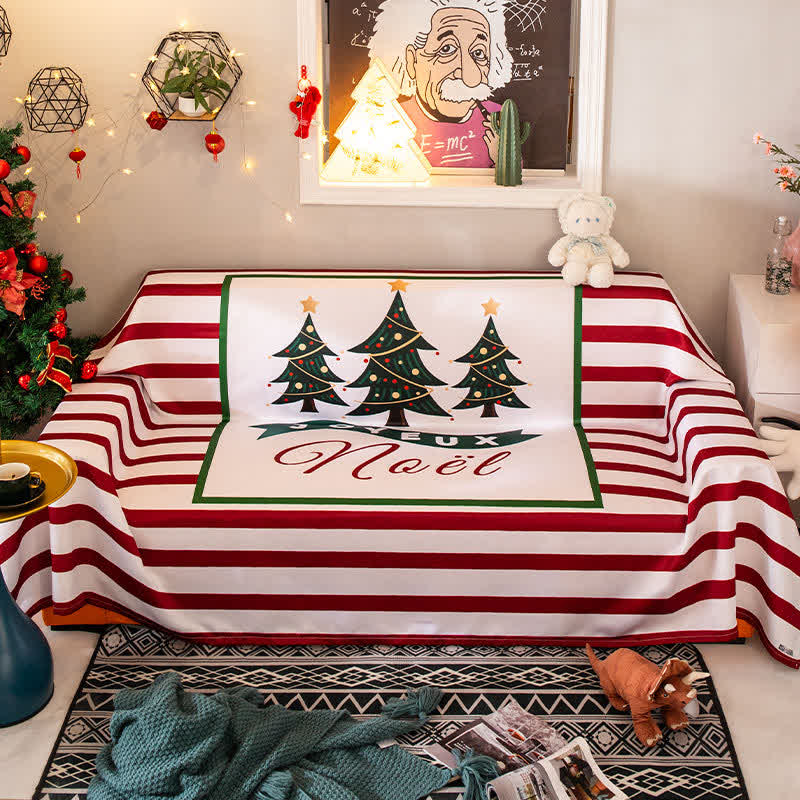 Christmas Tree Striped Blanket Sofa Cover - image 1