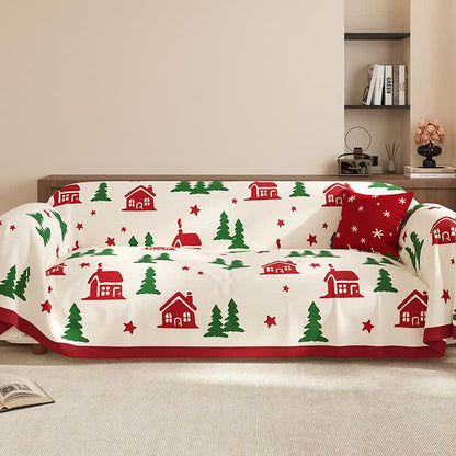 Christmas Festive Soft Anti-slip Sofa Cover - White - 71" x 181" - image 4