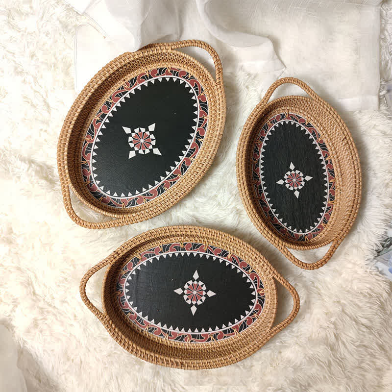 Handmade Rattan Desktop Storage Basket(3PCS) - image 2