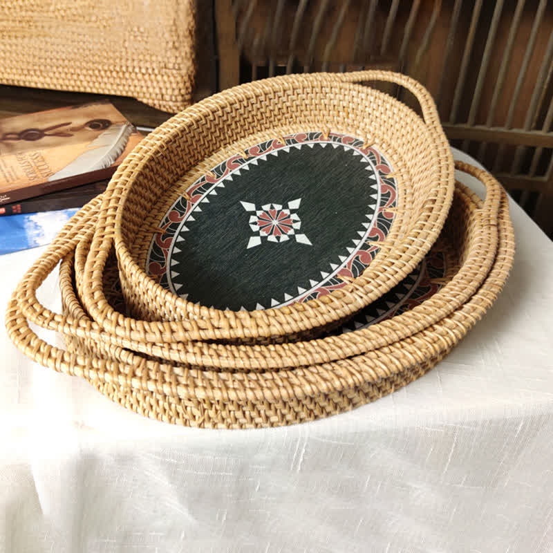 Handmade Rattan Desktop Storage Basket(3PCS) - image 1