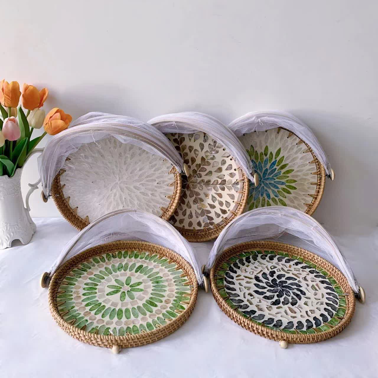 Rattan Colorful Shell Mesh Fruit Basket - image 1