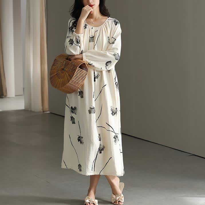 Cotton Floral Chest Padding Nightgown  - 2XL - image 0