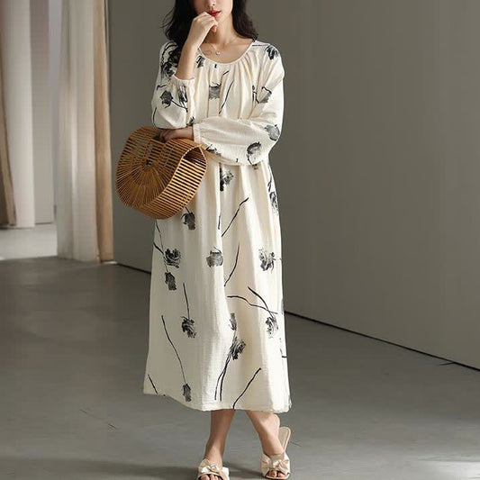 Cotton Floral Chest Padding Nightgown  - 2XL - image 0