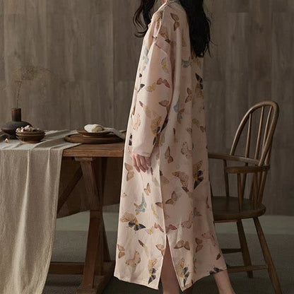 Cotton Gauze Butterfly Long Nightgown  - image 3