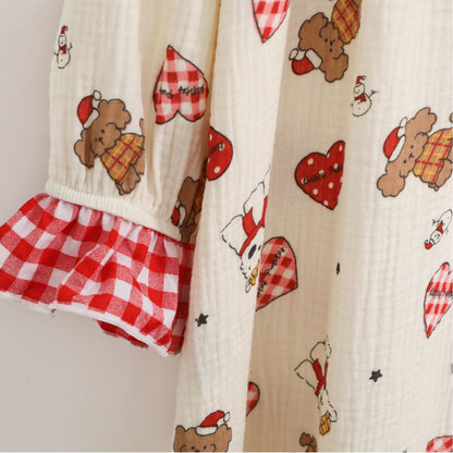 Plus Size Cotton Doll Collar Long Nightgown  - image 8