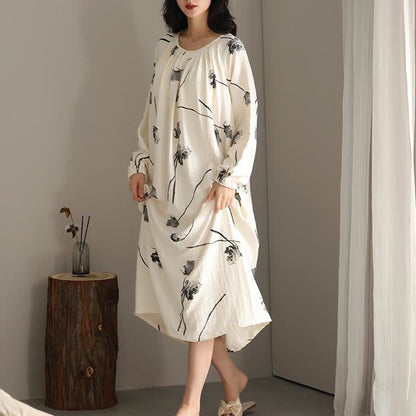 Cotton Floral Chest Padding Nightgown  - image 2