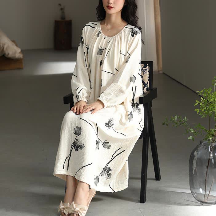 Cotton Floral Chest Padding Nightgown  - image 1