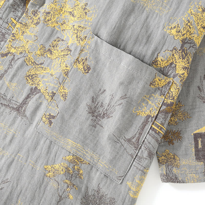 Neutral Landscape Kimono Cotton Pajama Set - image 5