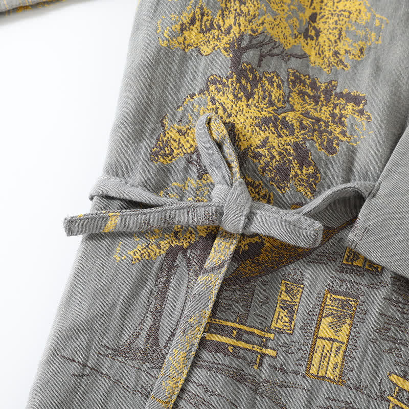 Neutral Landscape Kimono Cotton Pajama Set - image 7