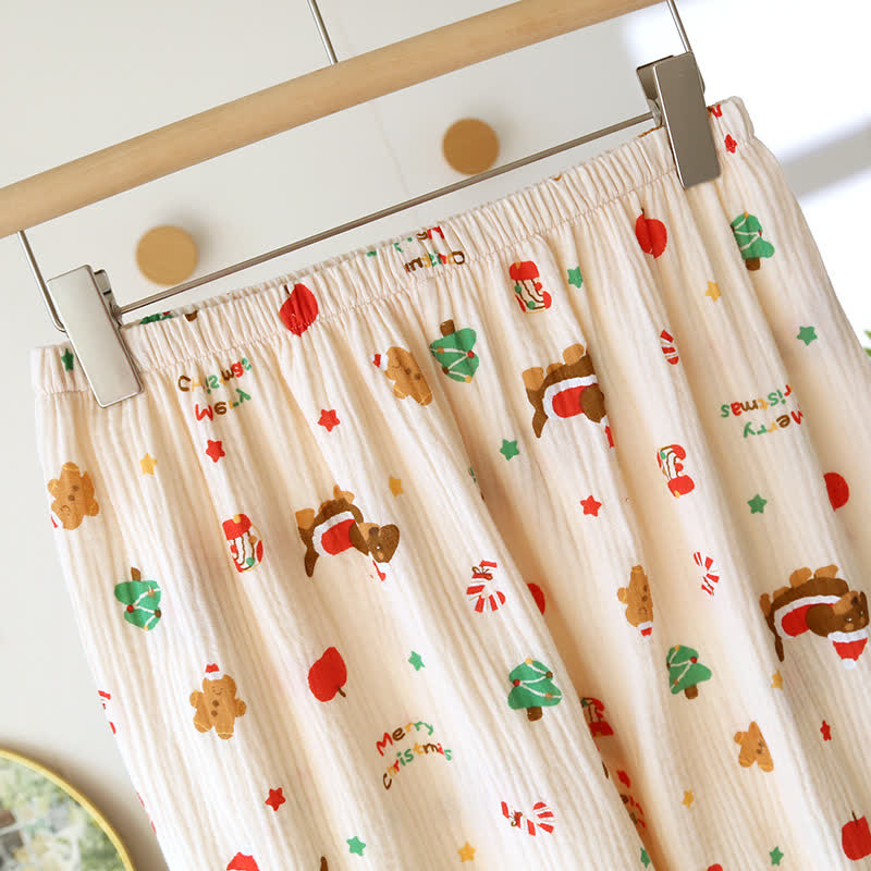 Christmas Motif Cotton Gauze Pajama Set - image 7