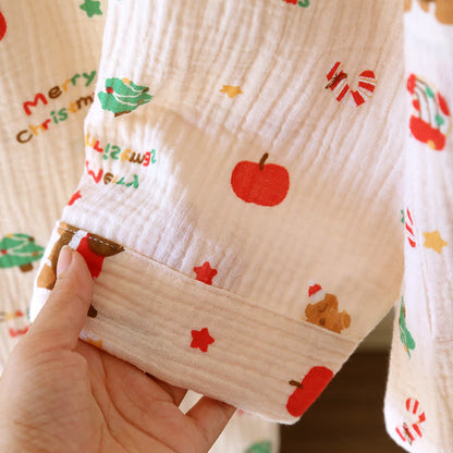 Christmas Motif Cotton Gauze Pajama Set - image 6