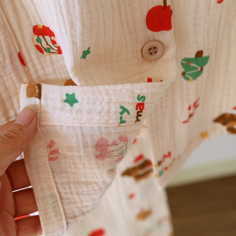 Christmas Motif Cotton Gauze Pajama Set - image 5