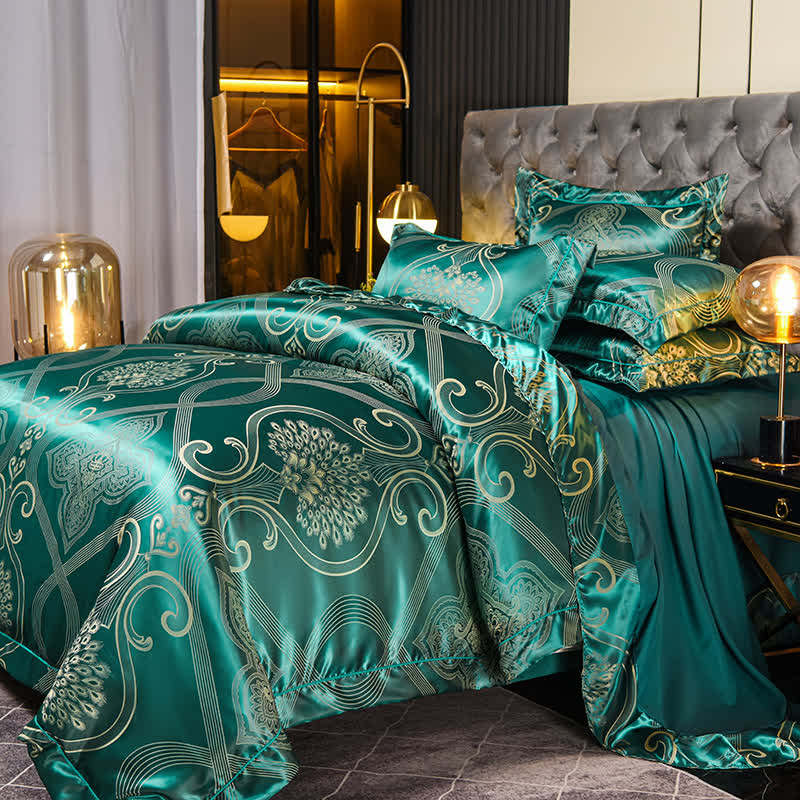 Vintage Satin Jacquard Soft Bedding Set (4PCS) - image 2
