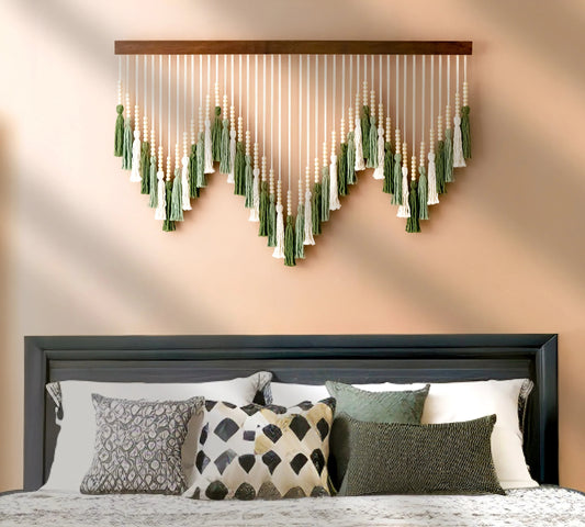 Bohemian Hand-woven Tapestry Wall Hanging - V-shaped splicing - 39.4''W X 31.5'' L - image 0