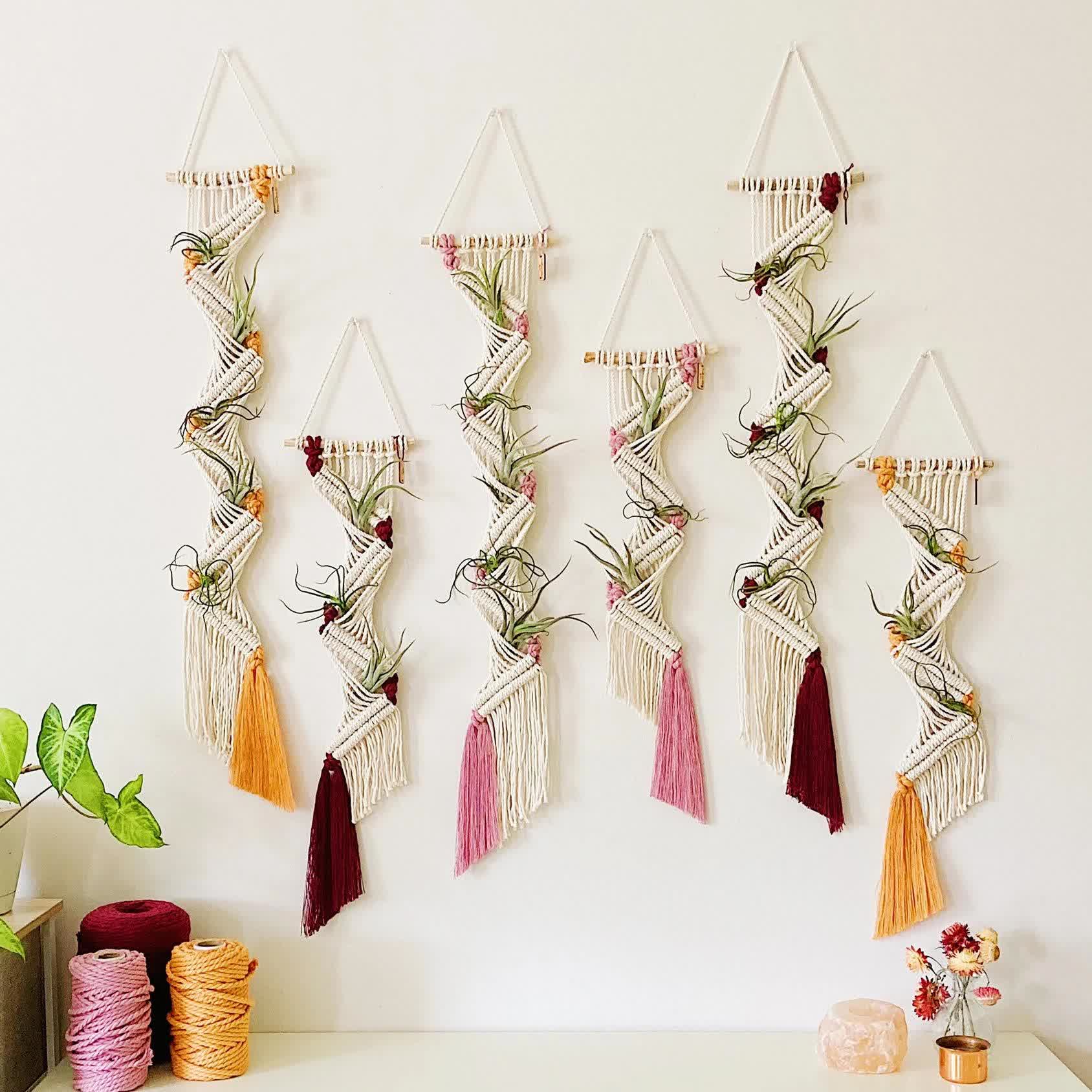 Bohemian Hand-woven Plant Holder Wall Tapestry - image 0