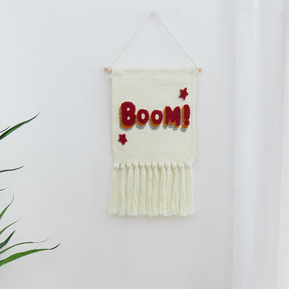 Embroidered Hand-woven Tassel Wall Tapestry - Boom - 9.84"W x 11.8"L - image 4