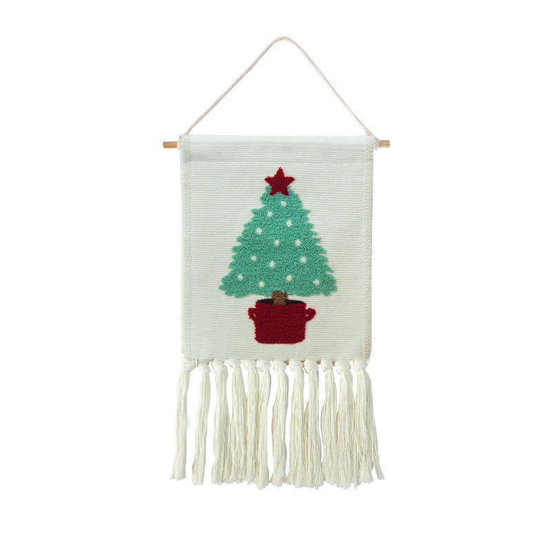 Embroidered Hand-woven Tassel Wall Tapestry - Tree - 9.84"W x 11.8"L - image 2