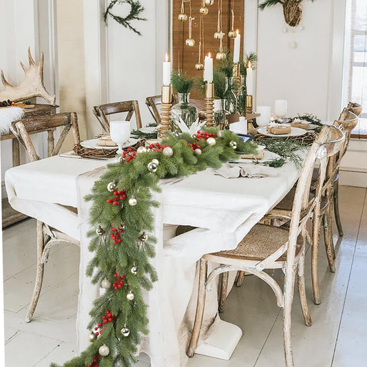  Artificial Garland Pine Needles Holiday Decor - Green & Red - 70.86"L - image 0