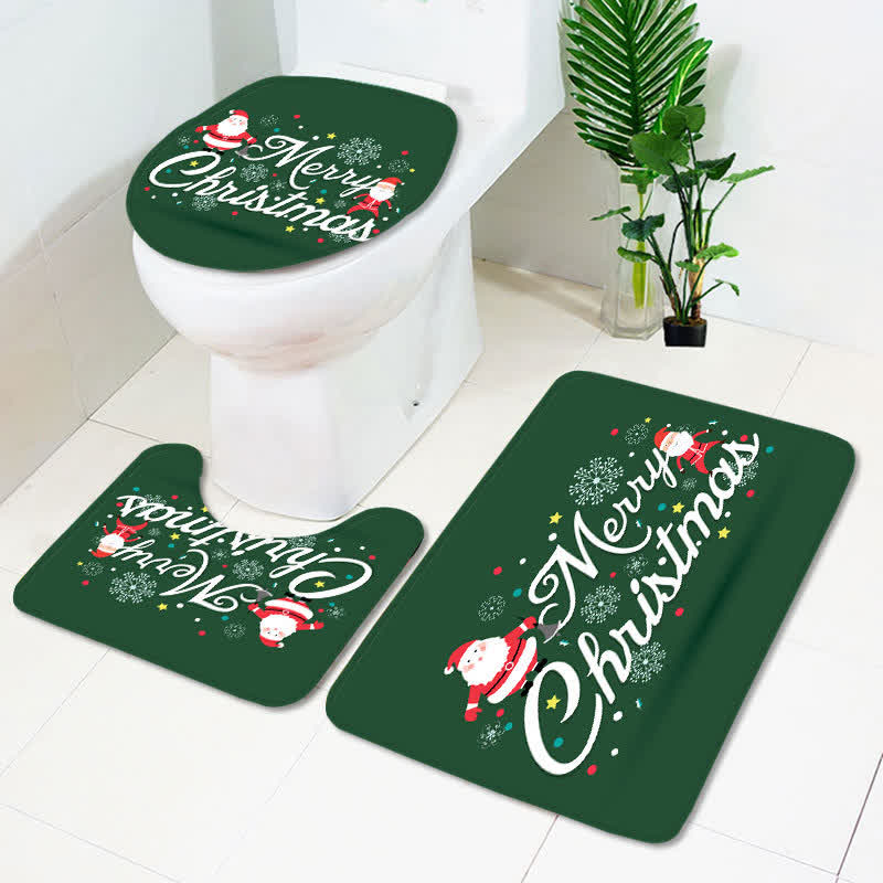 Merry Christmas Shower Curtain Mat Set - Mat Set - 19" x 31"+ 14" x 18" + 16" x 20" - image 3