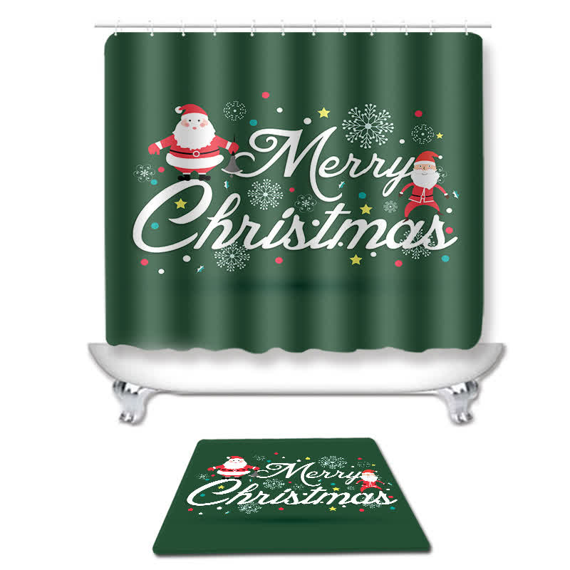 Merry Christmas Shower Curtain Mat Set - image 1