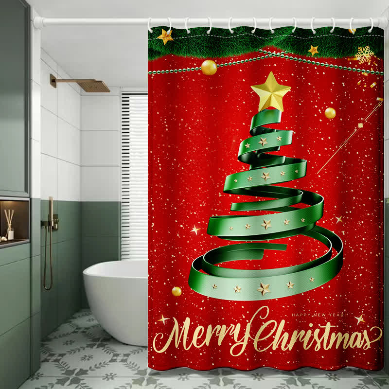 Christmas Holiday Party Anti-mildew Shower Curtain - B - 71"W x 79"L - image 1