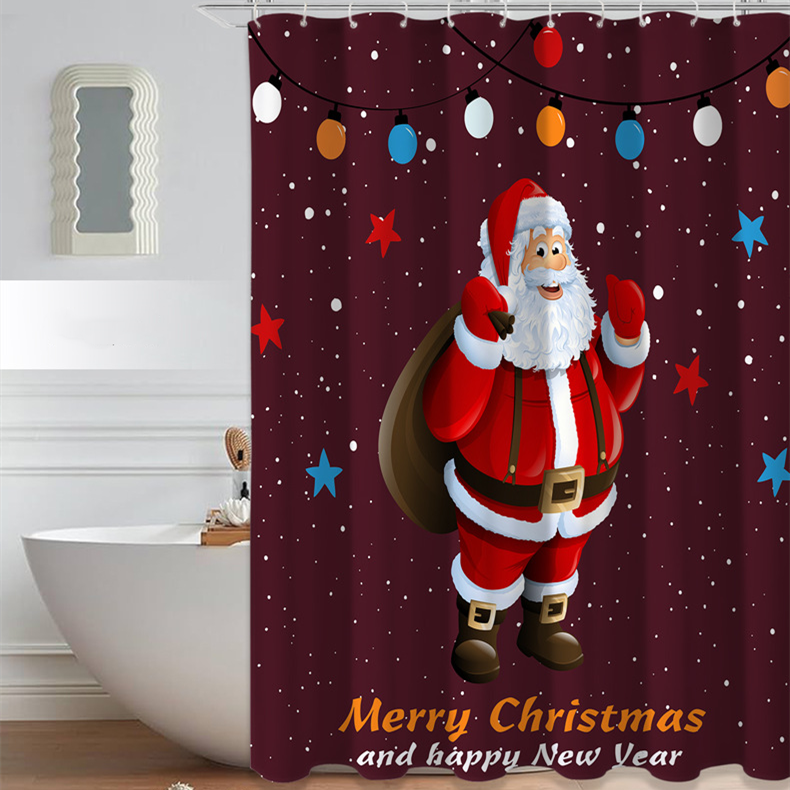 Christmas Anti-mildew Waterproof Shower Curtain - F - 71"W x 79"L - image 5