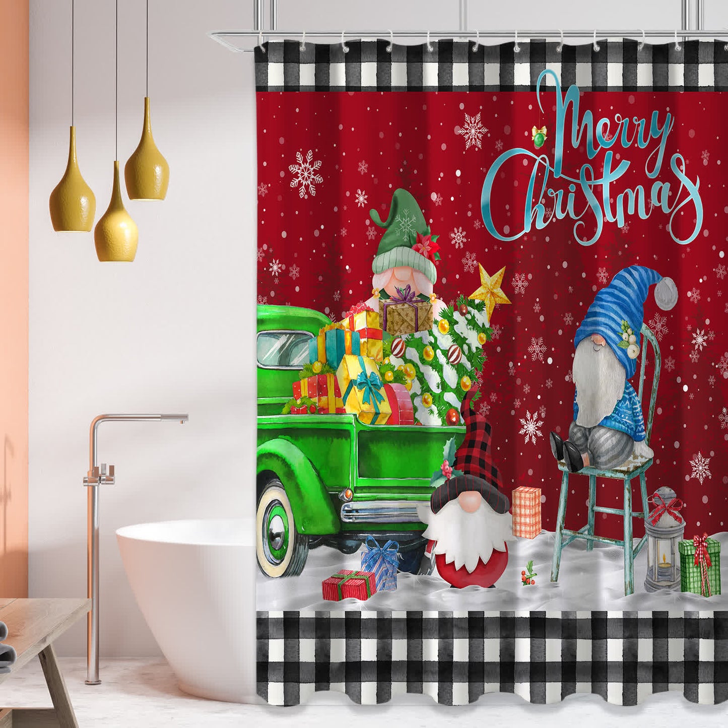 Christmas Anti-mildew Waterproof Shower Curtain - C - 71"W x 79"L - image 2