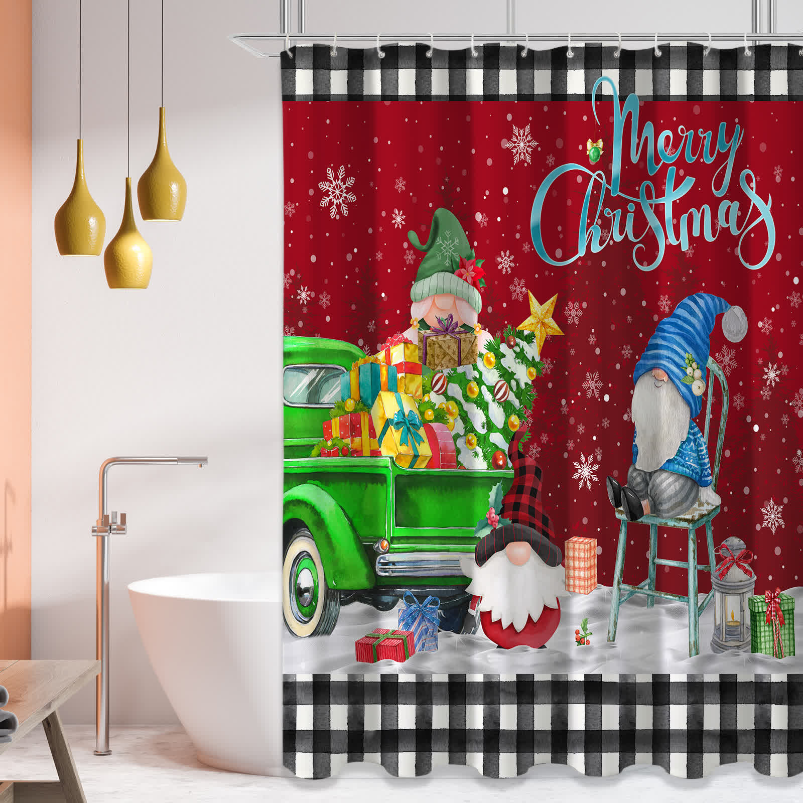 Christmas Anti-mildew Waterproof Shower Curtain - C - 71"W x 79"L - image 2