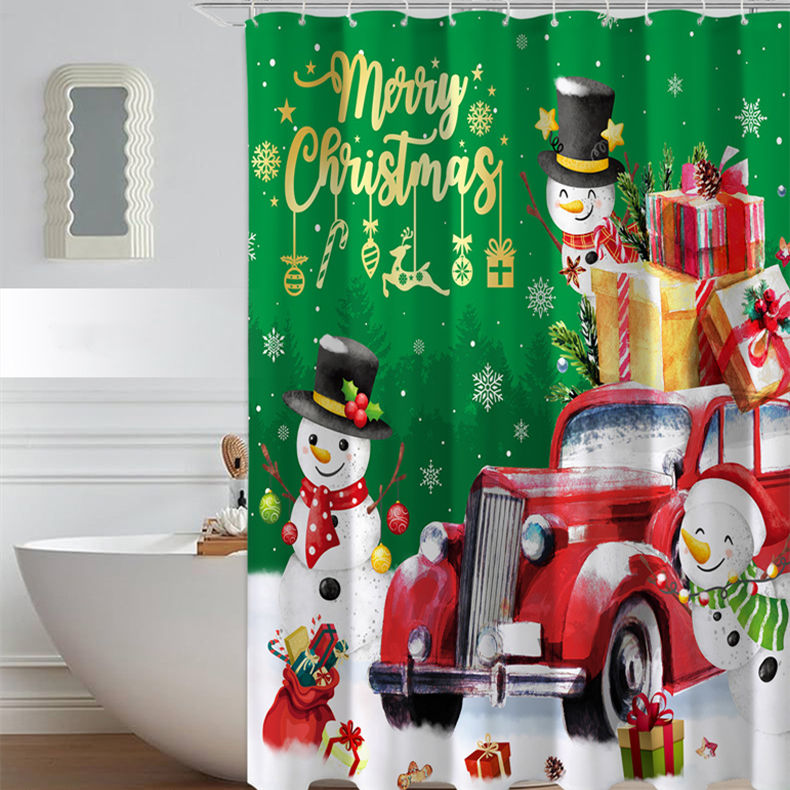 Christmas Anti-mildew Waterproof Shower Curtain - E - 71"W x 79"L - image 4