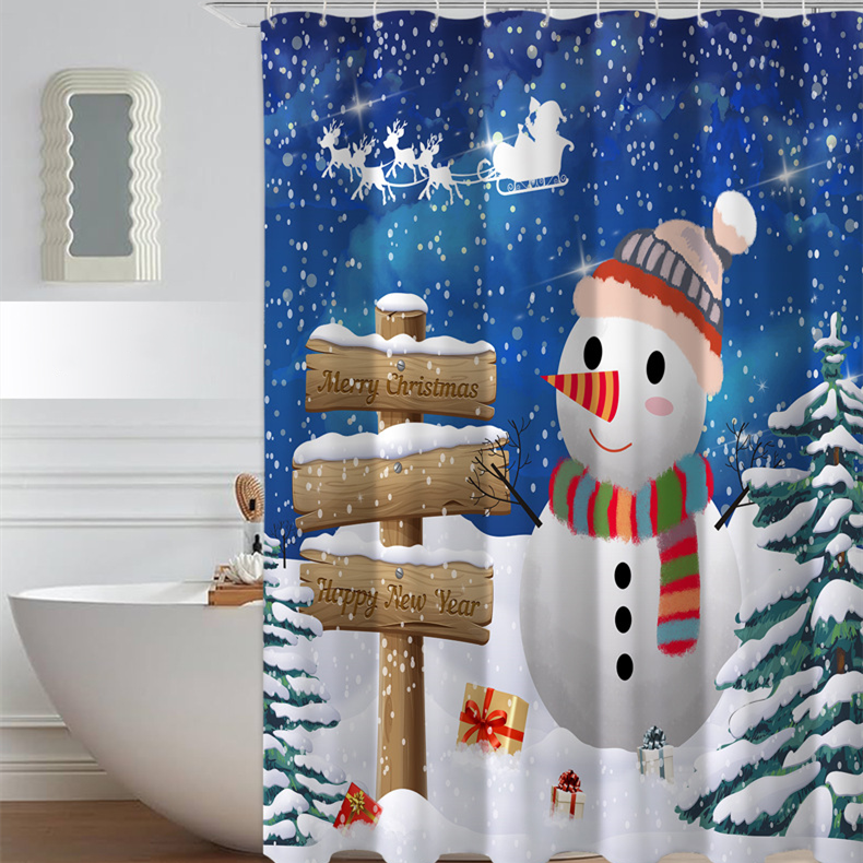 Christmas Anti-mildew Waterproof Shower Curtain - G - 71"W x 79"L - image 6