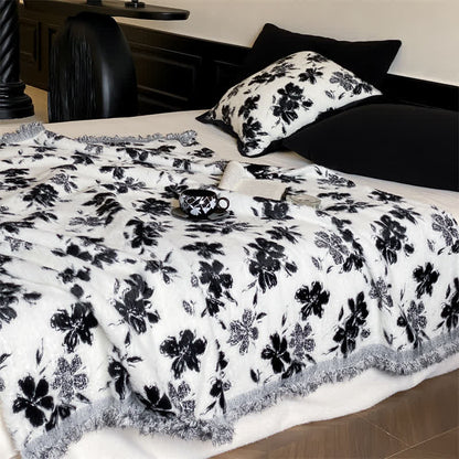 Orange Blossom Soft Throw Blanket - White & Black - 1pc pillowcase - 18 x 18" - image 0