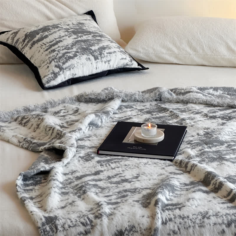 Faux Mink Ink Style Reversible Throw Blanket - image 3