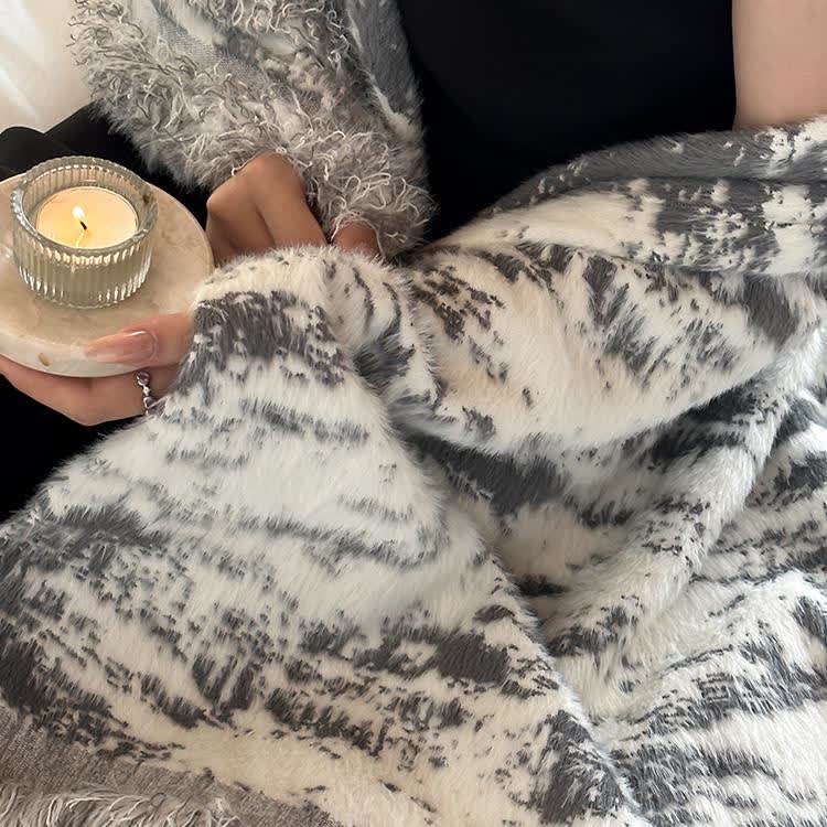 Faux Mink Ink Style Reversible Throw Blanket - image 7