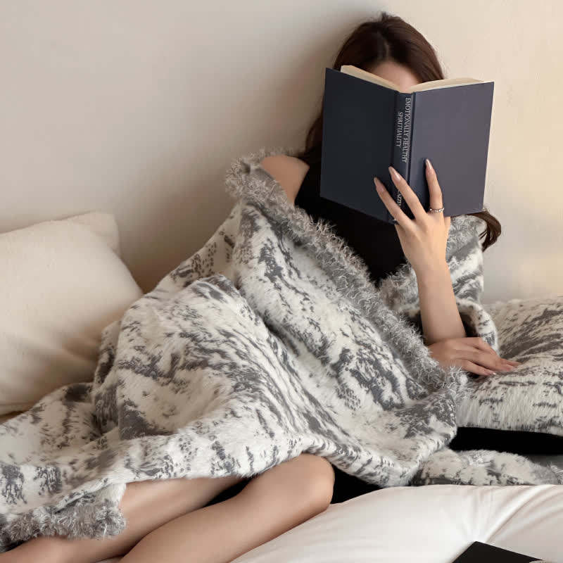 Faux Mink Ink Style Reversible Throw Blanket - image 4