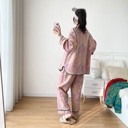 Plus-size Bright Cotton Gauze Pajama Set - image 8