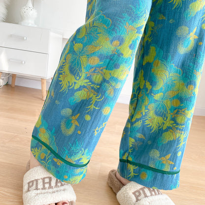 Plus-size Bright Cotton Gauze Pajama Set - image 5