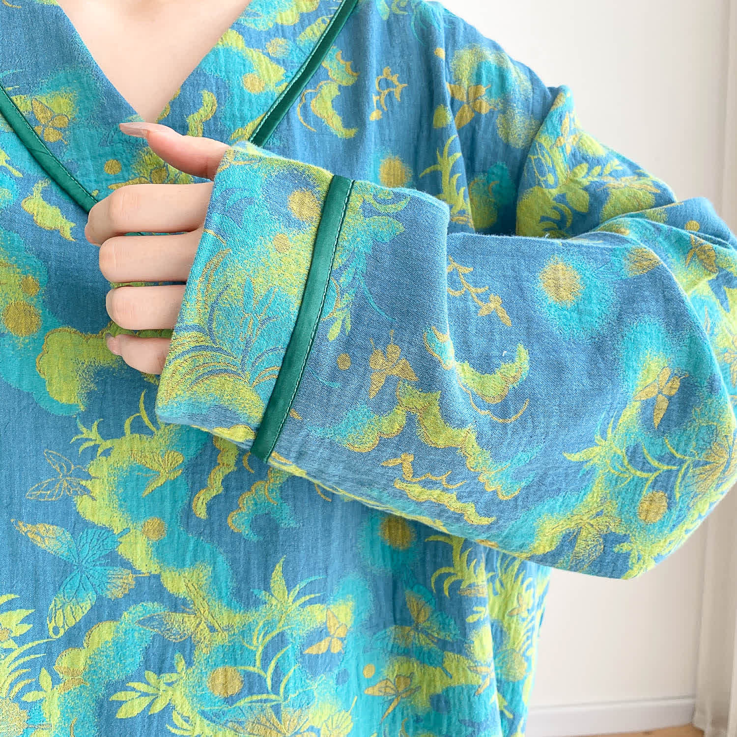 Plus-size Bright Cotton Gauze Pajama Set - image 3