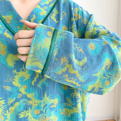Plus-size Bright Cotton Gauze Pajama Set - image 3