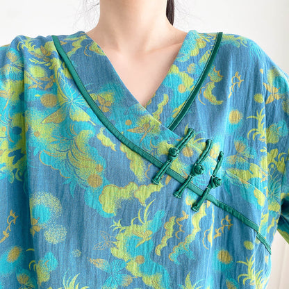 Plus-size Bright Cotton Gauze Pajama Set - image 2