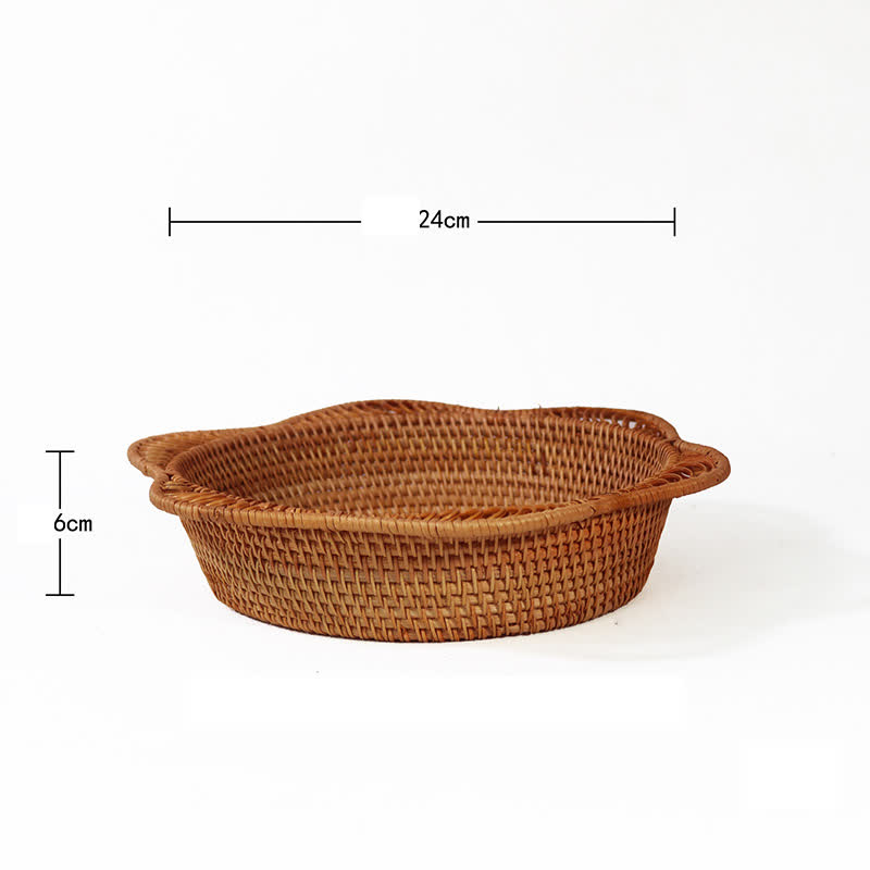 Rattan Woven Fruit Bread Storage Basket - Woven Rattan - 1PCS - 9.45" W x  9.45" L x 2.36"H - image 11